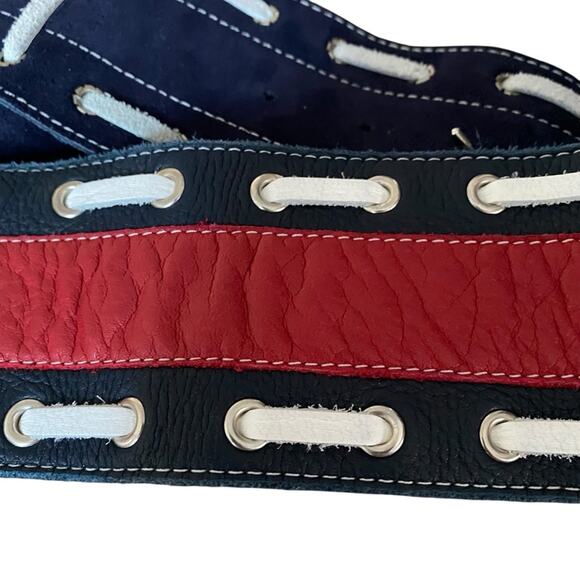 Leatherock Nautical Leather Boat Anchor Belt size large Wide Red White Blue main image 8